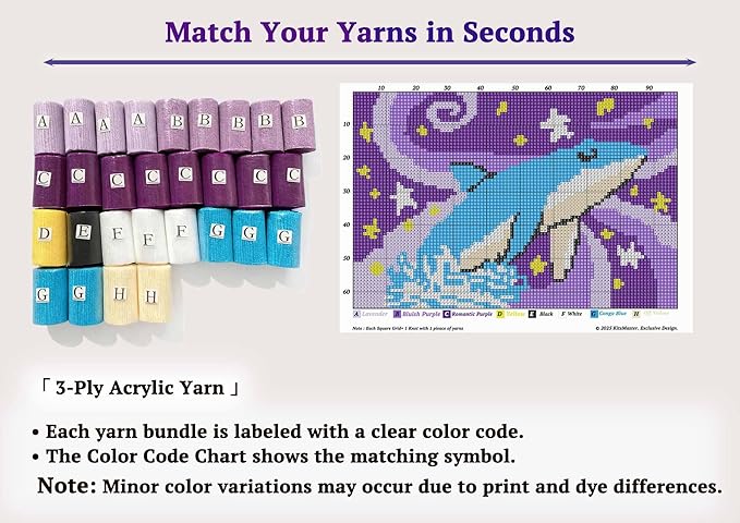 KitsMaster Whimsical Whale in Dream Latch Hook Kit, Galaxy-Inspired Home Décor, All-in-One DIY Rug Making Kit for Adults & Beginners 23.6''x15.8'' (Whale's Dream)