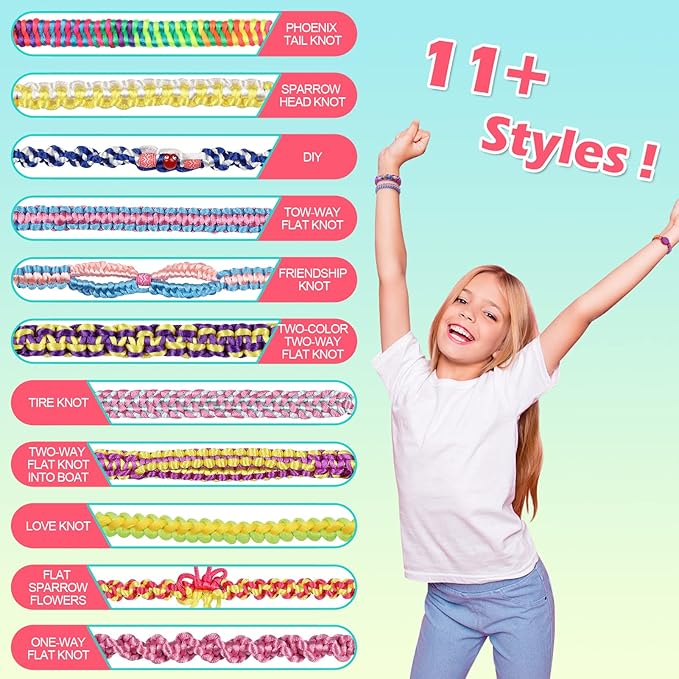 DDAI Friendship Bracelet Refill Pack for Kids 6+ – Bracelet Making Refill Supplies with Extra Cords, Charms & Stickers, DIY Arts and Craft Accessories