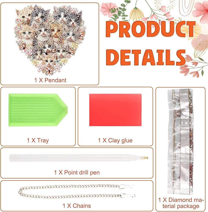 DOMROM Cat Diamond Art Hanging Kits for Adults Beginner, Special Shaped Crystal Diamond Painting Cat Pendant, DIY Diamond Art Suncatchers Animal for Home Garden Wall Decor Gift