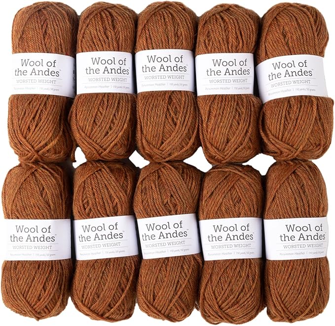 Knit Picks Wool of The Andes Worsted Weight Brown 100% Wool Yarn Multi Pack (10 Balls - Persimmon Heather)