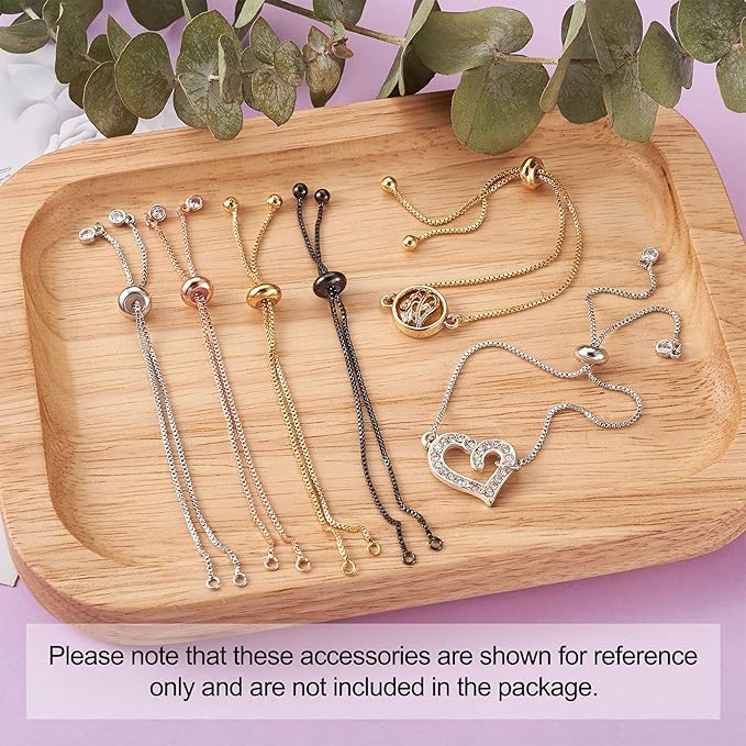 FASHEWELRY 16Pcs Adjustable Slider Bracelet with Ball Ends Slider Extender Chains with Rhinestone Ends for DIY Bracelet Jewelry Making
