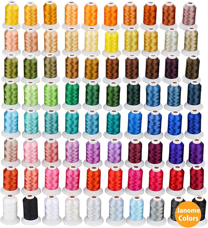 Simthread Polyester Embroidery Thread, 80 Spools Embroidery Machine Threads, 500M (550Y) Each Thread Spool, Colors Compatible with Janome & Robison-Anton Colors - Color Card Contained in Box