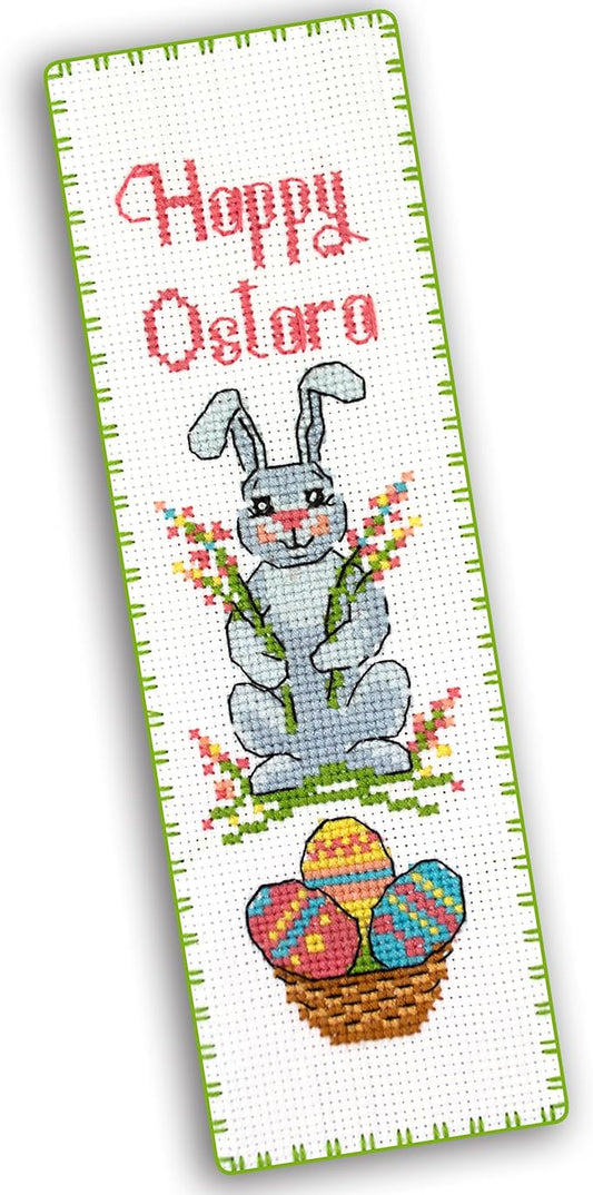 Povitrulya Cross Stitch Bookmark Kit Wheel of The Year: Ostara – Counted DIY Embroidery Set for Adults & Beginners, Bunny Easter Spring Equinox Pagan Wiccan Floral Gift