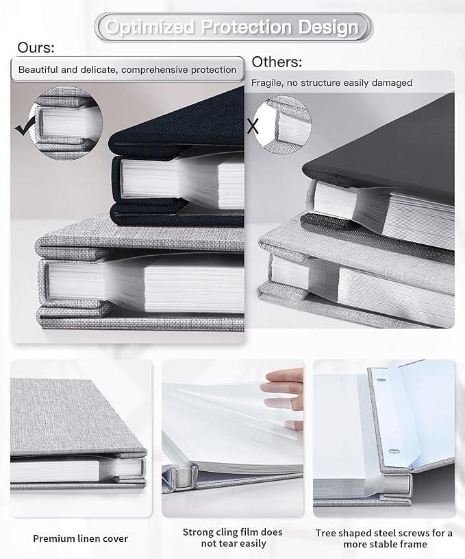 Popotop Photo Album Self Adhesive Scrapbook Album for 4x6 5x7 8x10 Pictures DIY Photo Book as Scrapbooking Supplies Kits, Birthday Gifts for Women Mom Wedding Baby Family Travel