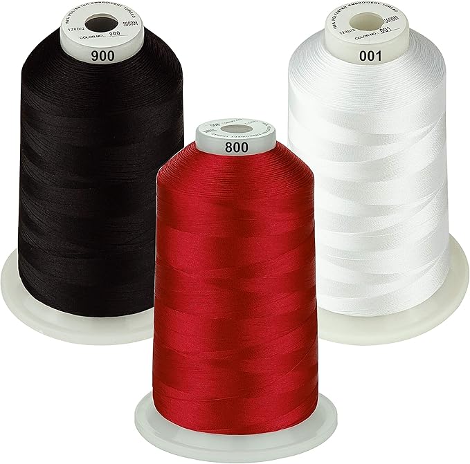 Simthread - 33 Selections - Various Assorted Color Packs of Polyester Embroidery Machine Thread Huge Spool 5500Y for All Purpose Sewing Embroidery Machines - Essential Color 1