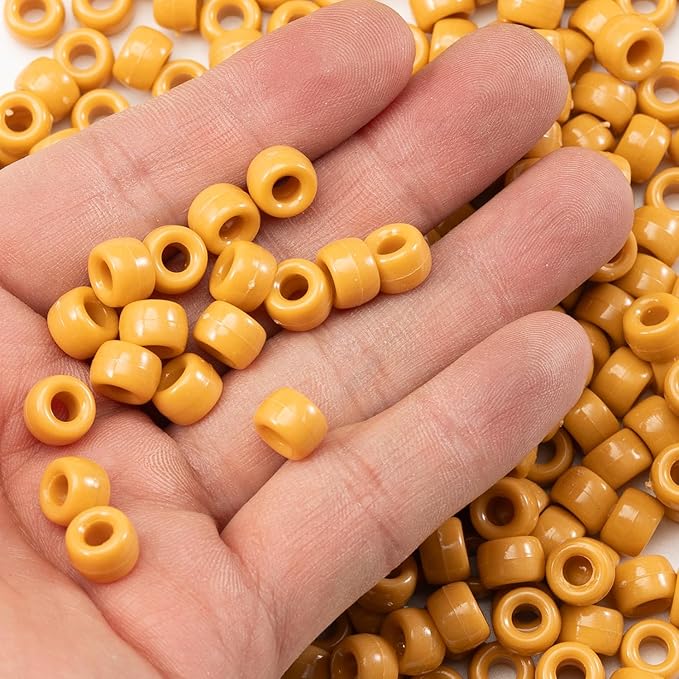 Gxueshan 1000 Pcs Acrylic Bright Yellow Pony Beads 6x9mm Bulk for Bracelet Necklace Jewelry Making Earring Hair Braiding