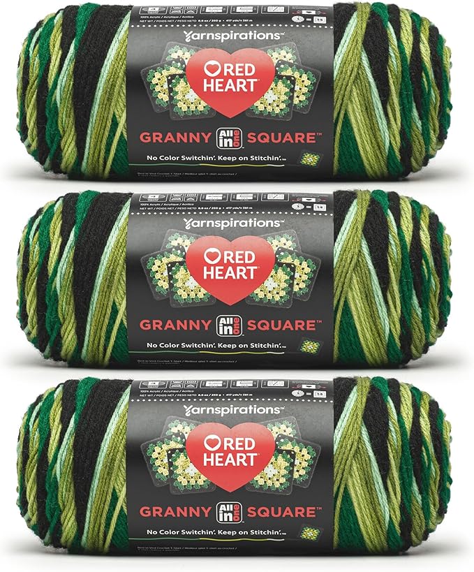 Red Heart All in One Granny Square Verdant Vine 3 Pack of 250g Yarn