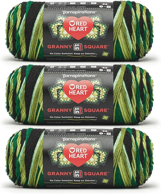 Red Heart All in One Granny Square Verdant Vine 3 Pack of 250g Yarn