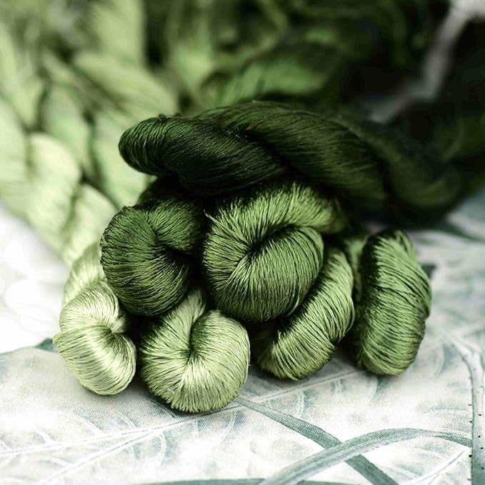 Natural 100% Silk Thread, Handmade Embroidery Thread Silk Floss 7 Colors 110m Each (15)