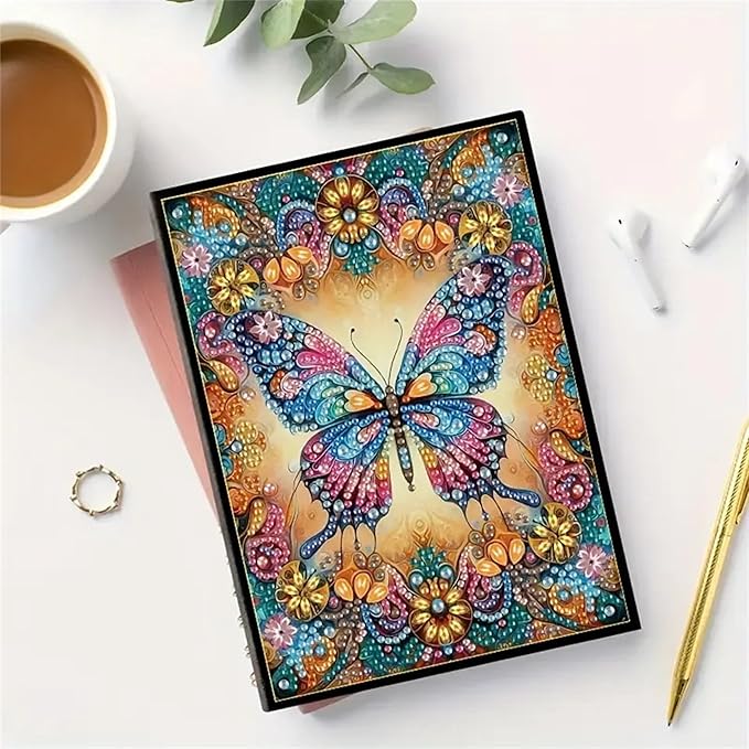 Butterfly Diamond Painting Notebook for Adults, A5 Diamonds Art Journal and DIY Sketchbook, Diamond Art Kit Supplies,Gift for Beginners, Craft Lovers, Artists. (Butterfly)