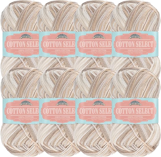JubileeYarn Cotton Select Yarn - 50g/Skein Sport Weight - Pebble Beach - 8 Skeins