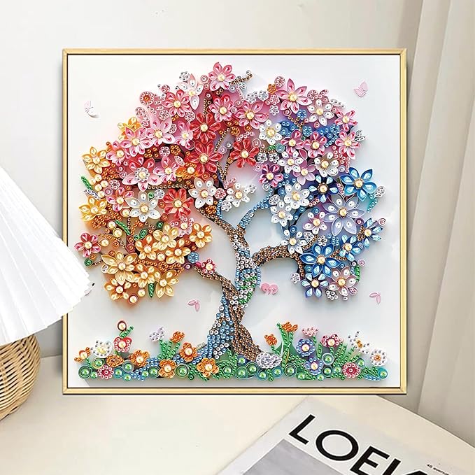 AiYuanzsh Special Shape Diamond Art Kits for Adults, Blossom Tree 5D Crystal Diamond Art Rhinestone Canvas DIY Wall Décor, Sparkling Floral Diamond Painting for Beginners, 11.8 x 11.8 inch