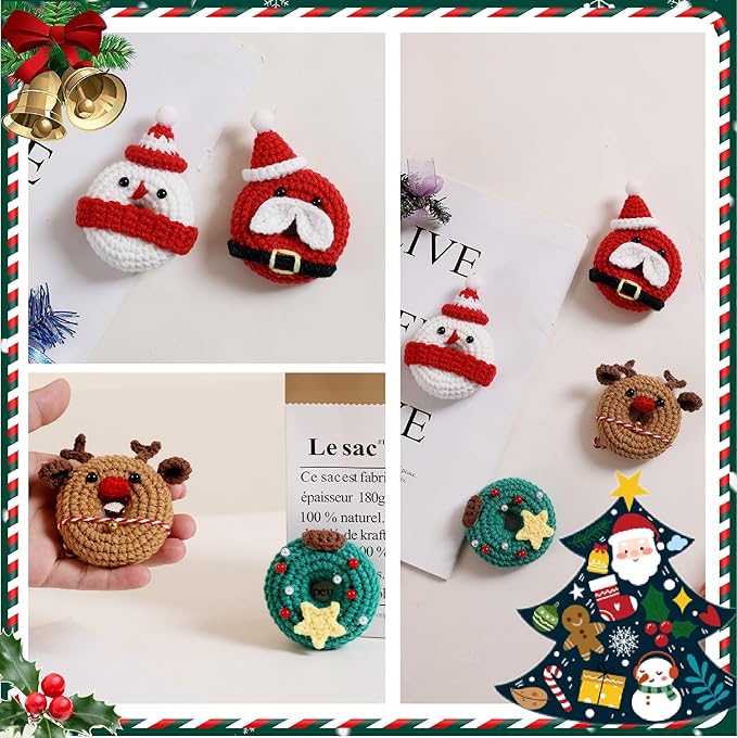 Generic Crochet Kit - Beginner Friendly with Step-by-Step Videos & Patterns (Christmas Donuts)