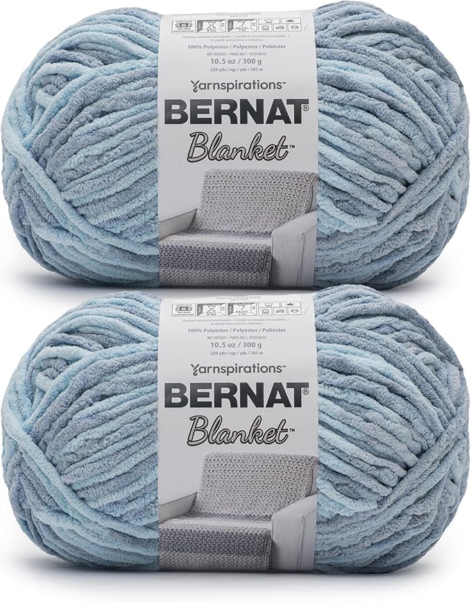 Bernat Blanket - 2 Pack of 220 Yards/10.5 oz Celestial Blue 100% Polyester Yarn
