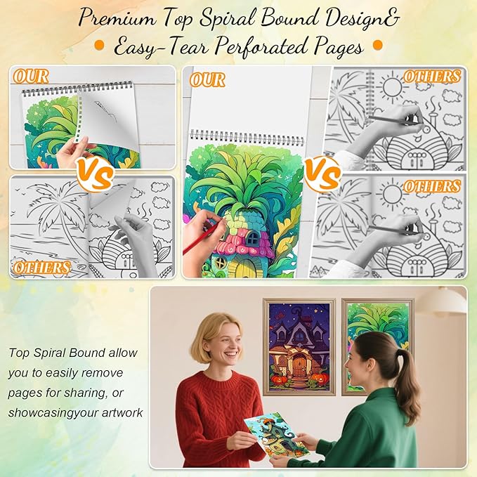 Coloring Books for Adults Relaxation Coloring Book for Women Spiral Bound Printed On One Side Thick Paper Mindfulness Halloween Gifts, Mindfulness Coloring Book 24 Coloring Pages