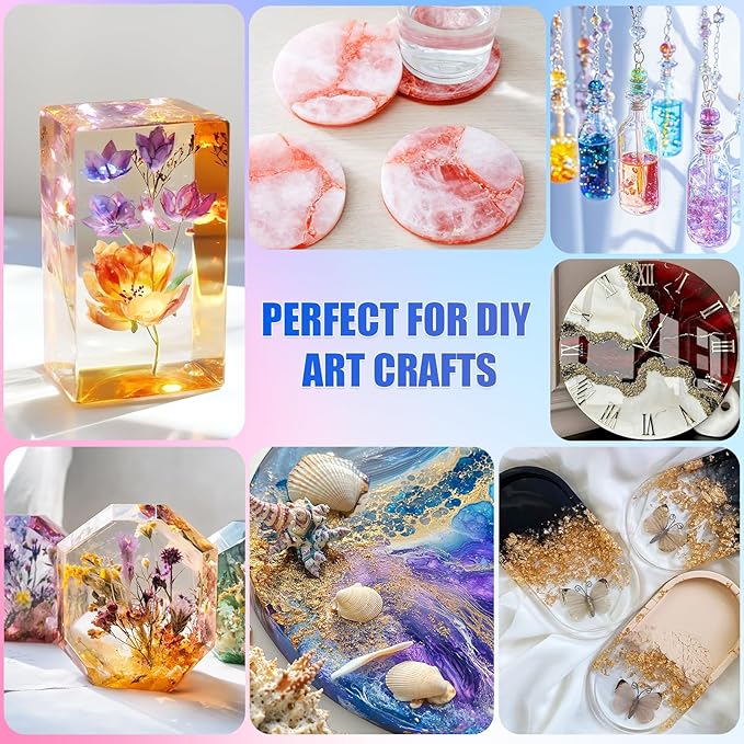 Epoxy Resin Kit, 1Gallon Kit Crystal Clear Resin Epoxy, Bubble Free, No Yellowing, UV Resistant, Food Safe with, Easy Mix 1:1 for DIY Crafts Jewelry Making