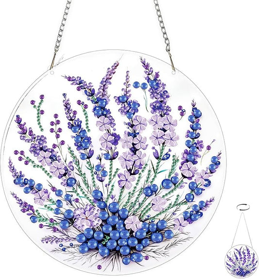 TOSTOG Blue Berries Diamond Art Pendant Kits for Adult, Flower Diamond Painting Hanging Kit for Beginners, 5D DIY Crafts Gem Art, Waterproof Full Accessories for Home Decor Idea 20 * 20 cm/8 * 8 in