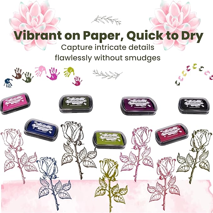 Washable Ink Pad, Best Stamp Pads for Kids, Kids Crafts, Paw Print Kit, Baby Footprint Kit, Stamp Pads on Scrapbooking, Fingerprint Ink Pad, Easy to Wash Off Skin| Large | Safe Non-Toxic(Beet Red)