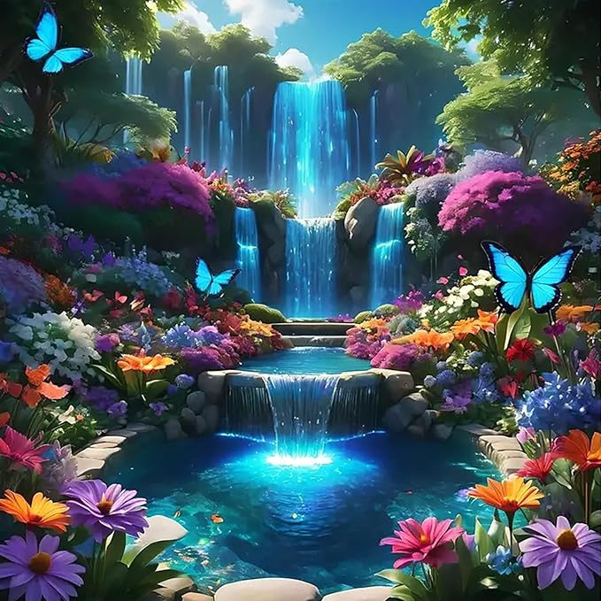 Paint by Numbers Kit for Adults Beginner, Landscape Scenery Adult Paint by Number Kits on Canvas, DIY Waterfall Acrylic Oil Easy Painting by Numbers for Home Wall Decor 16X16 inch (Without Frame)