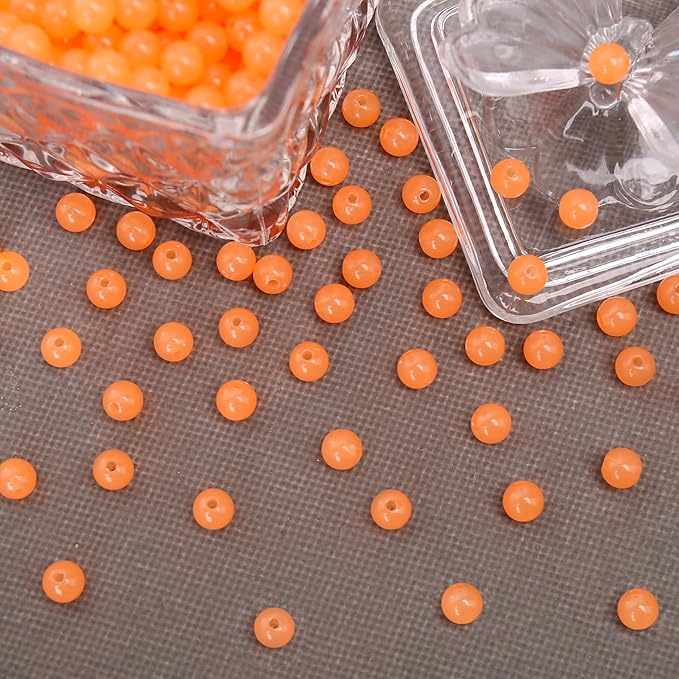 bonny boxx 1000pcs 6mm jelly orange acrylic round beads, smooth transparent acrylic balls, plastic resin gumball bubblegum chunky beads for necklace & bracelet making, crafting supplies
