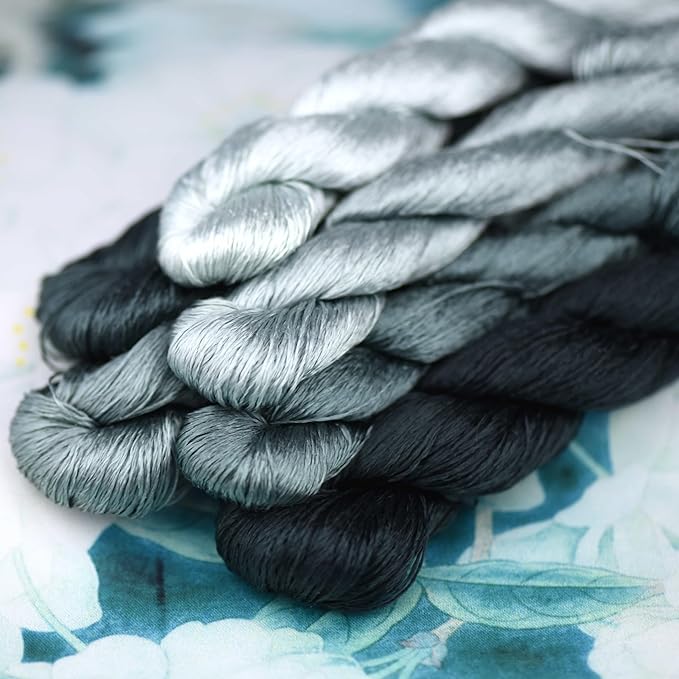 Natural 100% Silk Thread, Handmade Embroidery Thread Silk Floss 6 Colors 110m Each (79)