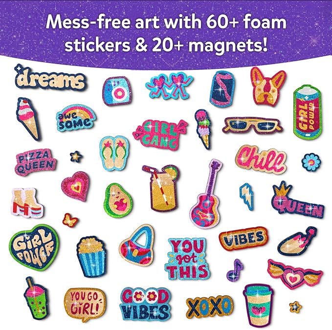Skillmatics Foil Fun - Girl Power, 20+ DIY Foil Art Magnets, Mess-Free Craft Kit, 60+ Foam Stickers, Creative Activity for Girls, Kids, Tweens, Teens (Ages 7-13), Gifts, Travel, Party Favor
