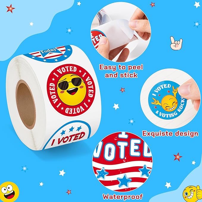 beyumi i voted today stickers - 1000pcs i voted today stickers in 2 rolls round self adhesive labels voting decal for kids election votes campaigns election day school classroom events voting supplies