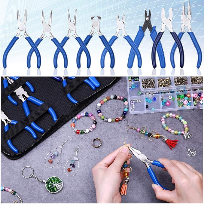 shynek jewelry making pliers tools, 8pcs micro jewelry pliers set for jewelry making supplies
