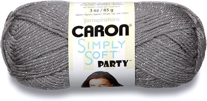 Caron Simply Soft Party Yarn, 3 oz, Medium Worsted 4 Gauge, -Platinum