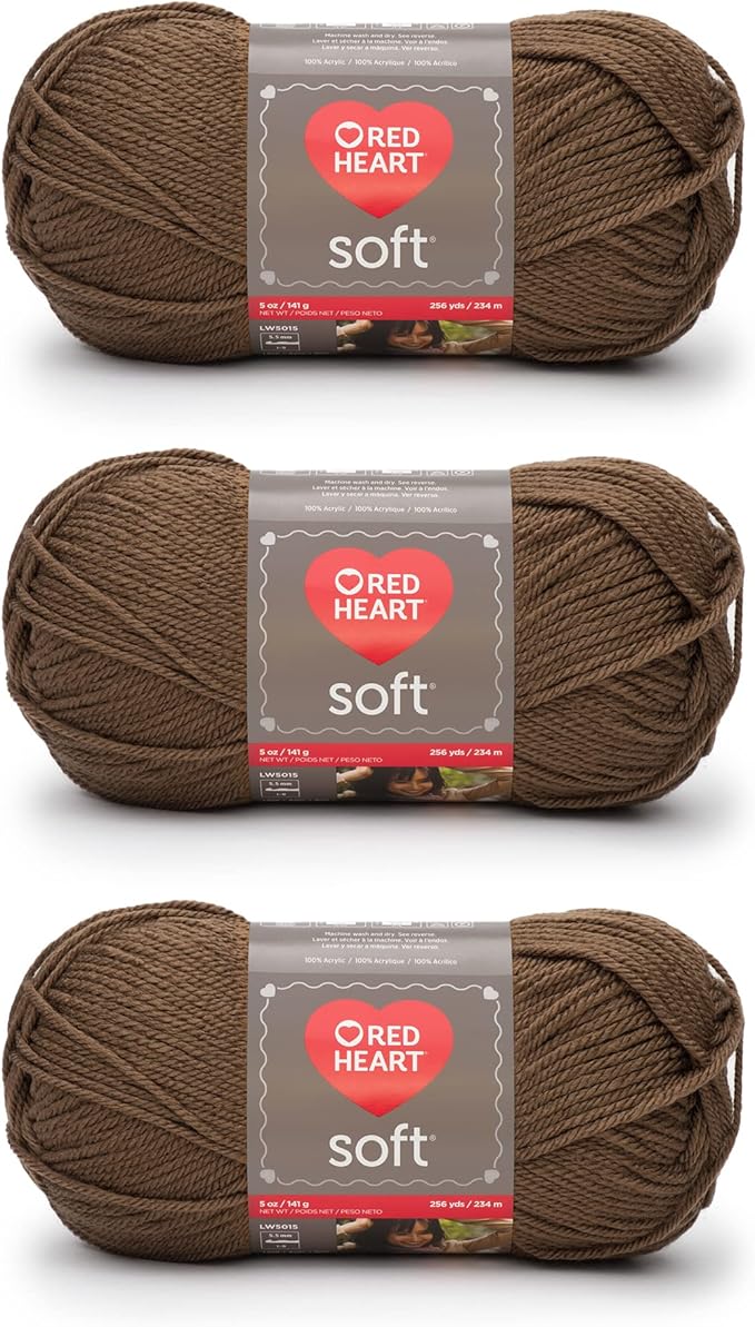 Red Heart Soft Toast Yarn - 3 Pack of 141g/5oz - Acrylic - 4 Medium (Worsted) - 256 Yards - Knitting/Crochet