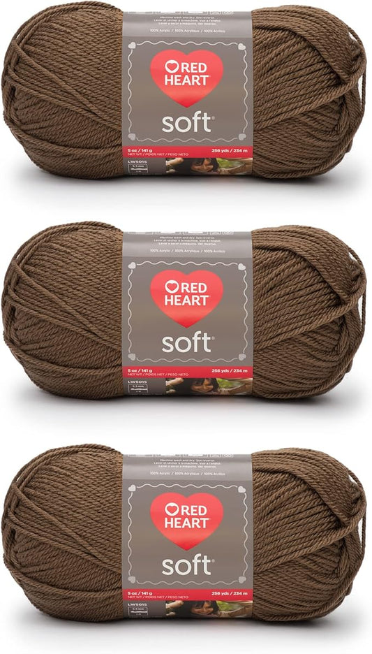 Red Heart Soft Toast Yarn - 3 Pack of 141g/5oz - Acrylic - 4 Medium (Worsted) - 256 Yards - Knitting/Crochet