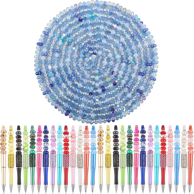 Large Hole Sky Blue European Beads - 100 Assorted Pieces for Pens, Fairy Wands, Garden Decor, Lampwork Craft, Spacer Beads for DIY Charms, Bracelets, Necklaces & Jewelry Making
