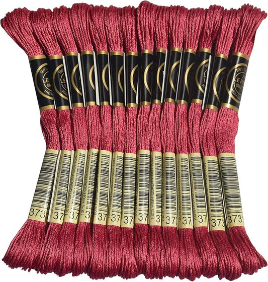 LE PAON Embroidery Floss, 14-Pack Six Strands 100% Long Staple Cotton Embroidery Thread, 8.7-Yard，Color Number：3731,Dark Dusty Rose