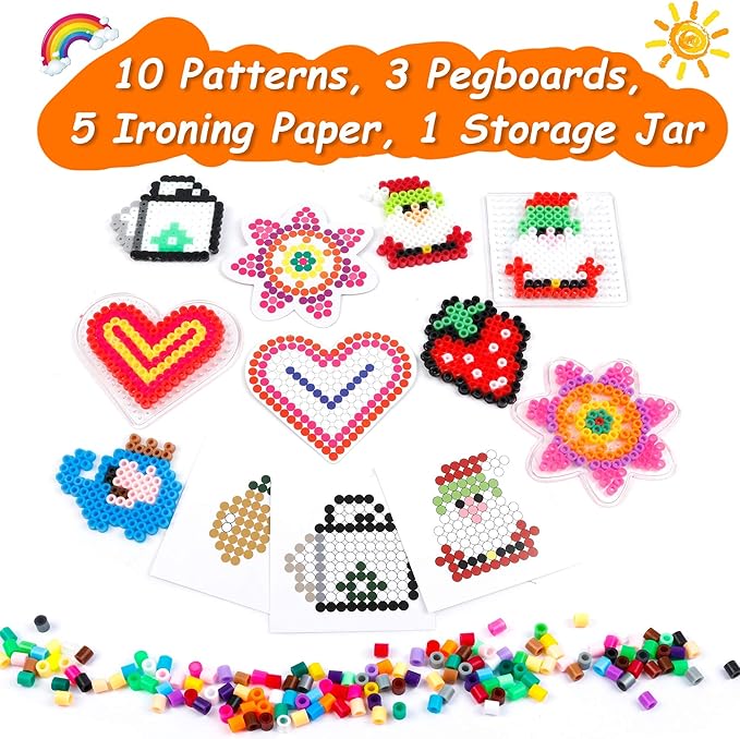 23,000 pcs fuse beads kit for kids crafts, 30 colors iron beads set with 3 pegboards, 5 ironing paper, 10 patterns, gifts for birthday christmas, multicolor 5mm melty beads bulk refill kit by inscraft
