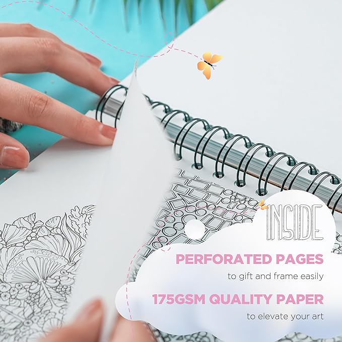 ColorIt Mandalas Volume X Spiral Bound Adult Coloring Book with 50 Mandala Patterns for Relaxation and Stress Relief - Includes Perforated Pages, Thick Paper, Hardback Covers, and Blotter Page
