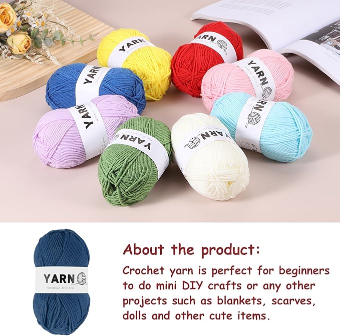 3Pcs Navy Blue Acrylic Yarn 400 Yard 4 Ply Soft Crochet Yarns Sport Weight Yarn,[for DIY Crocheting Knitting Craft Blankets Hats]-150g