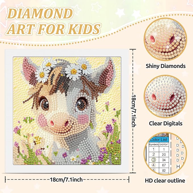 SENQAO Horse Diamond Art Kit for Adults with Frame Art and Crafts for Adults Ages 6-8 -10-12 Easy to DIY Diamond Art for Adults and Adult Beginners Home Wall Decoration 7.1x7.1inch