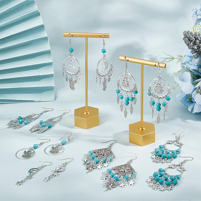 SUNNYCLUE 1 Box DIY 10 Pairs Angel Fairy Charm Boho Style Chandelier Charms Earring Making Kit Feather Star Dream Catcher Pendants for Jewelry Making Kits Adult Women DIY Craft Beginner Supplies
