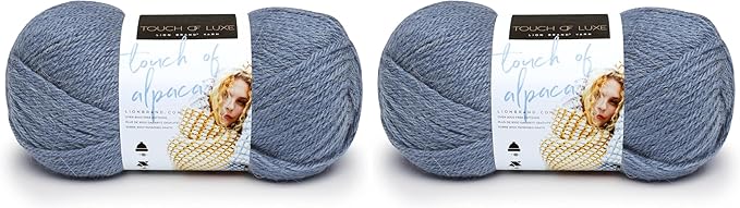 (1 Skein) Lion Brand Yarn Touch of Alpaca Yarn, Dusty Blue (Pack of 2)
