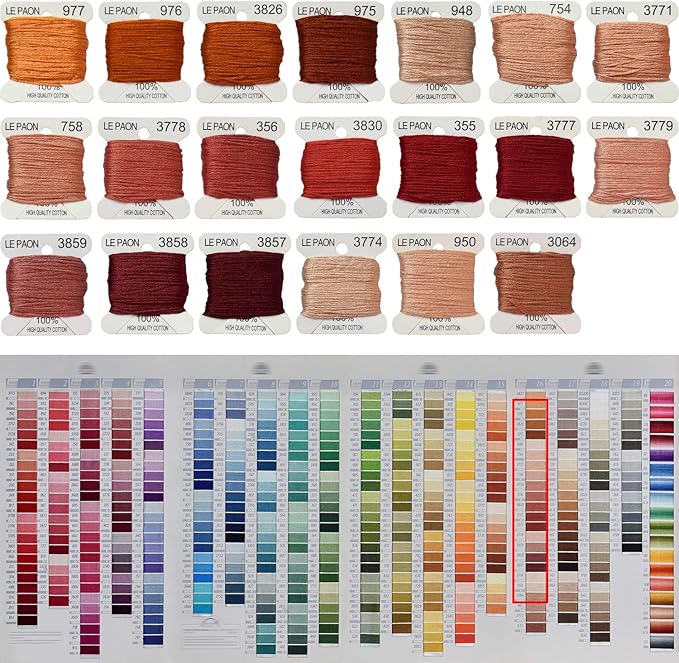 Premium Rainbow Color Embroidery Floss bobbins - Cross Stitch Threads - Friendship Bracelets Floss - Crafts Floss - 20 Bobbins Per Pack Embroidery Floss, Golden Brown Gradient