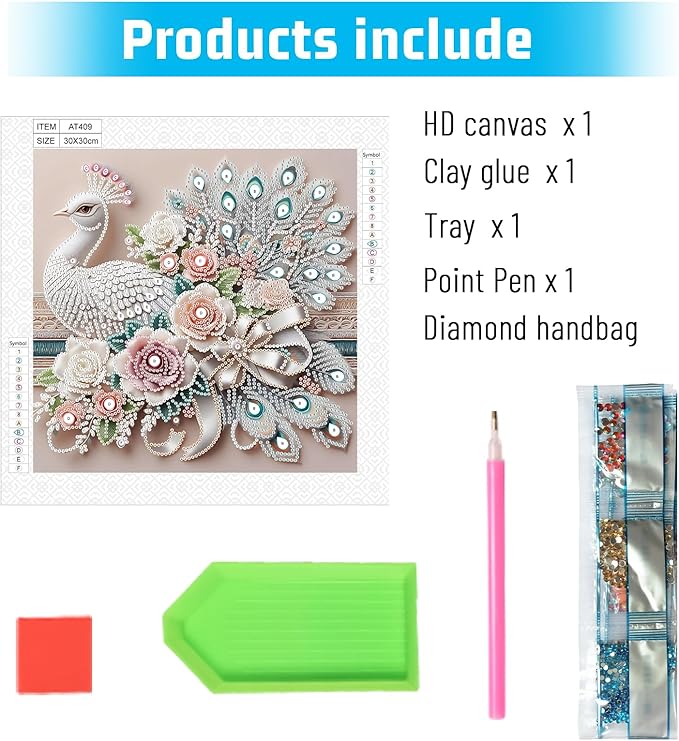 LazyFold Special Shape Diamond Art Kits for Beginners, Diamond Art Painting Kits for Adults Peacock, Crystal Rhinestones Diamond Art Painting for Home Wall Decoration Gift 12×12inch
