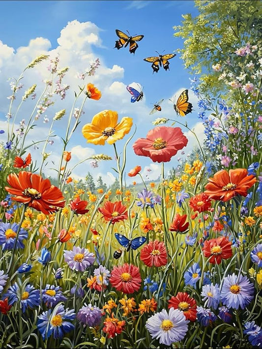 PINFFSHU Flower Diamond Art Kits for Adults Butterfly Diamond Painting Kits DIY Full Round Drill 5D Dimond Art Paintings Gem Art Beginners Nature Home Wall Decor Crafts Gifts 12x16 Inch