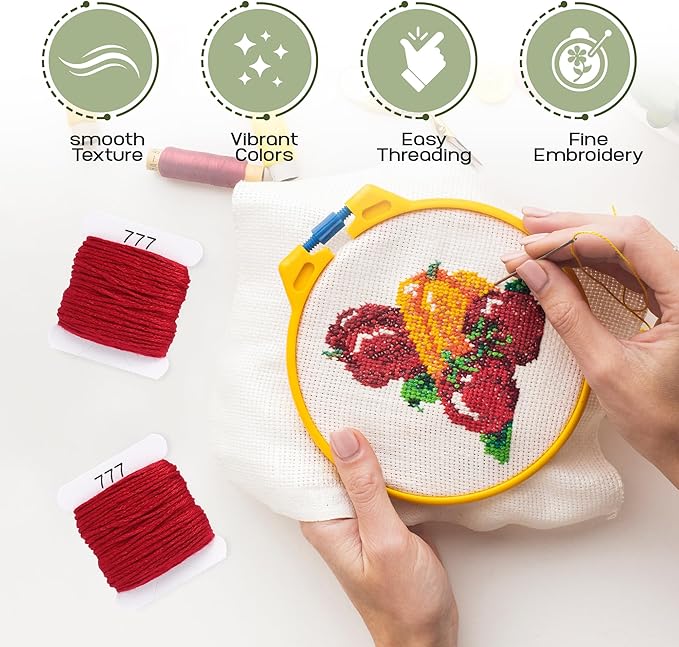Embroidery Floss Kit and Refills - Cotton Threads - DMC Color Coding for Cross Stitch, String Crafts, Friendship Bracelets