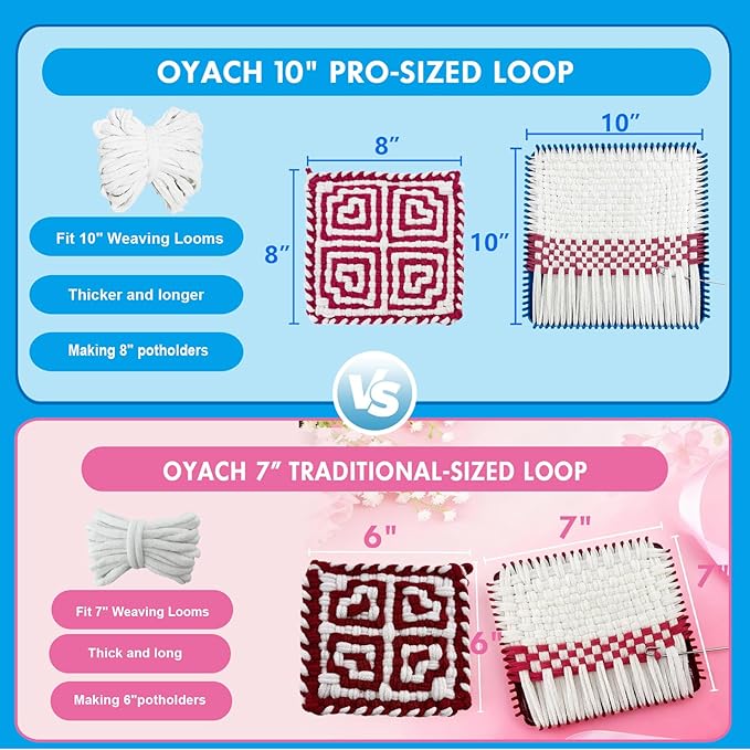OYACH 10inch Weaving Cotton Loops Pack,230pcs 4 Cotton Potholders Weaving Loom Refill Loops,Yarn Pot Holder Replenish Loop Bands Kits for Kids Adults DIY Arts Crafts- White (Loom not Included)