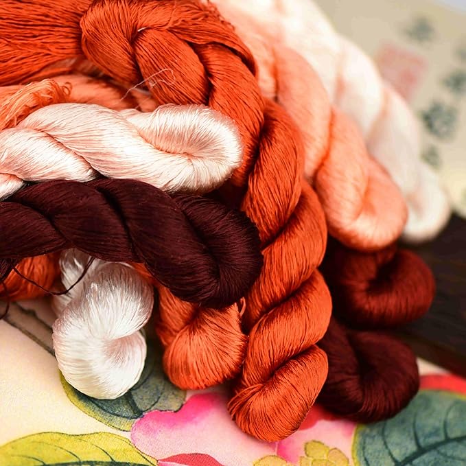 Natural 100% Silk Thread, Handmade Embroidery Thread Silk Floss 13 Colors 110m Each (30)