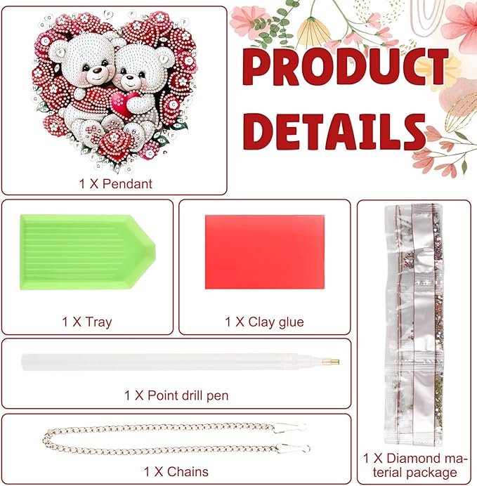 DOMROM Bear Diamond Art Hanging Kits for Adults Beginners, Special Shaped Crystal Diamond Painting Bear Pendant, DIY Diamond Art Suncatchers Animal for Home Garden Wall Decor Gift