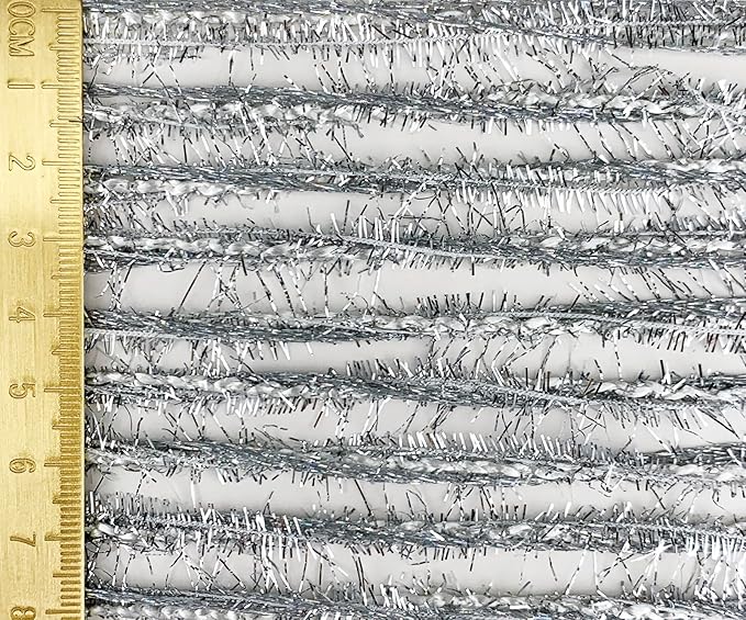 Artisanal Yarn Collection Multifiber Fancy Yarn with Laser Silver Sheen for Knitting Crocheting Crafts DIY, Set of 3 Rolls (Ice Silver)