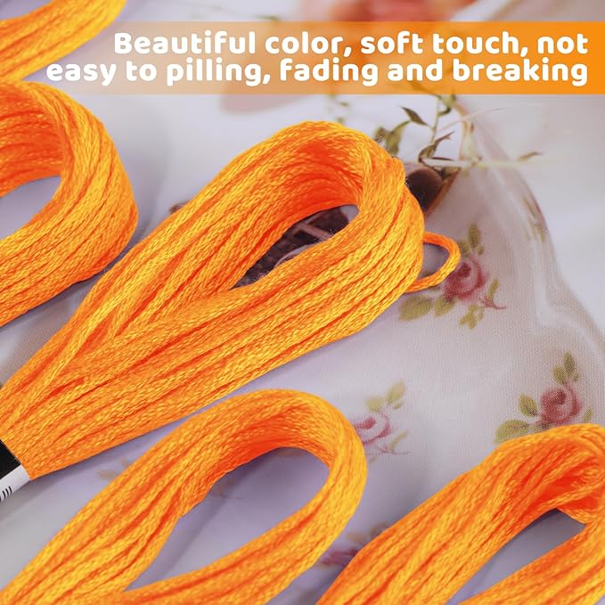 14 Skeins Embroidery Floss, 8m Orange Embroidery Thread, Cross Stitch for DIY Making, Embroidery Crafts