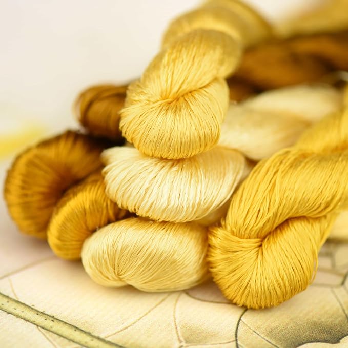 Natural 100% Silk Thread, Handmade Embroidery Thread Silk Floss 7 Colors 110m Each (51)