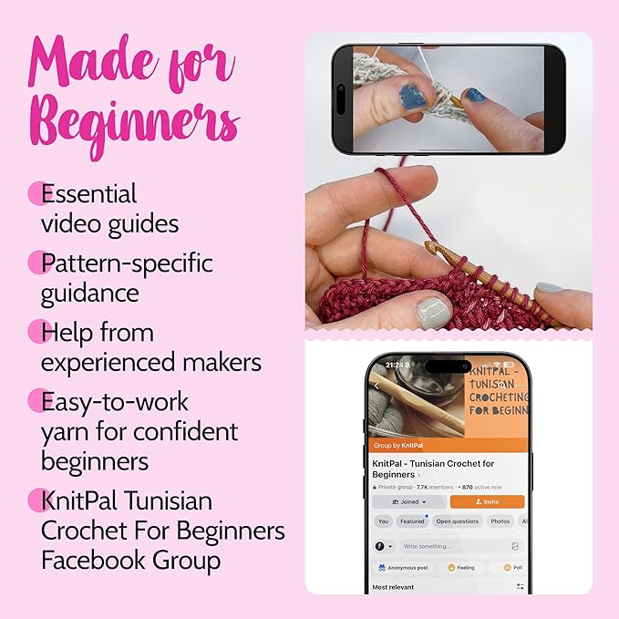 KnitPal Everyday Joy Tunisian Crochet Dishcloth Kit for Confident Beginners – Make 4 Reusable Dishcloths – Cotton Yarn, Tunisian Crochet Hook, 2 Patterns & Video Tutorials (Cherry Red + Elephant Gray)
